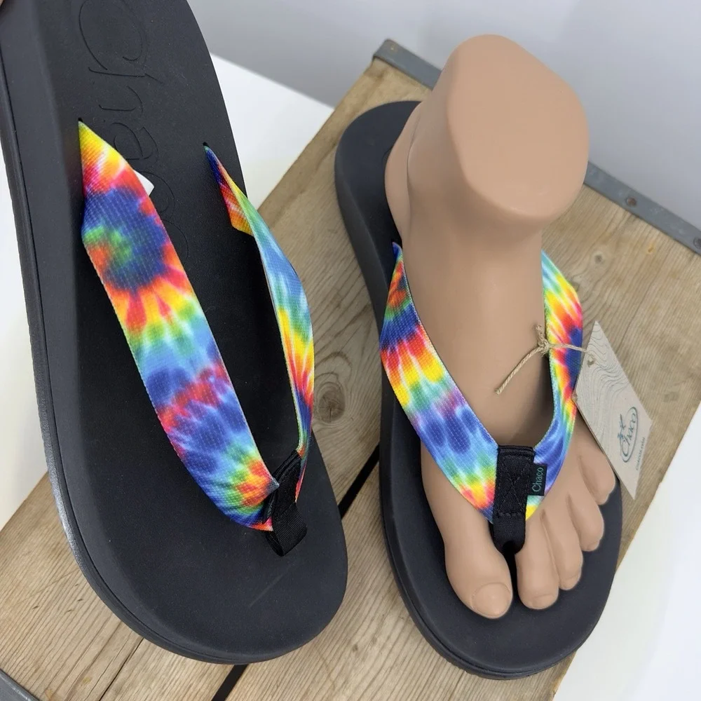 NEW Chaco Mens size 13 46 Sandals Rainbow Pride Flip Flops Chillos‎ LGBQT+ Tags